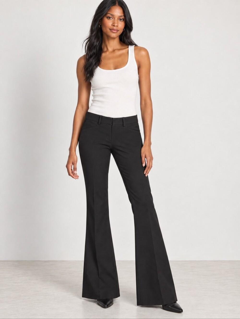 ❤️ THEORY Y2K FLARE LOW-RISE TROUSERS / PANTS, BLACK 0 (25)